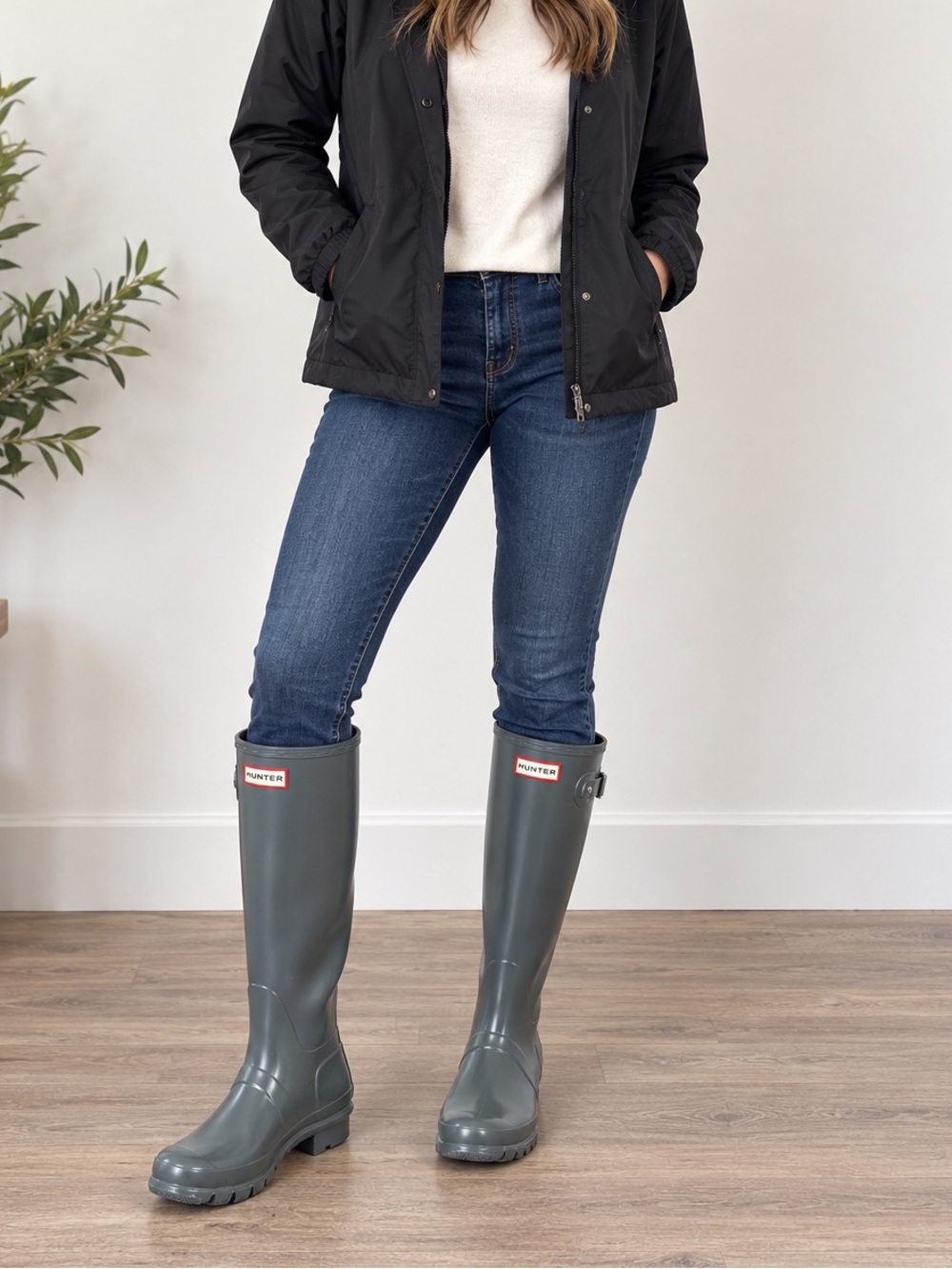 Hunter Original Tall Women’s Rain Boots Gray Gloss US 8 Knee High